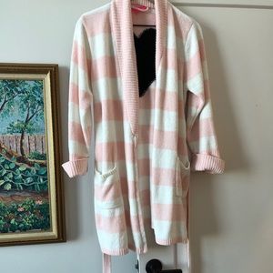 Betsey Johnson Plush Striped Heart Robe